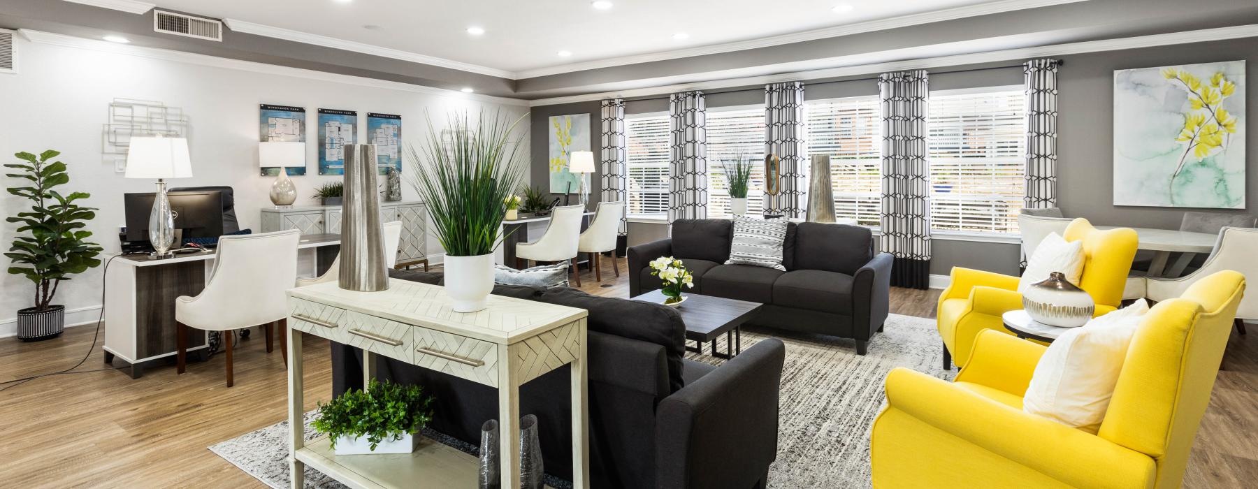 a living room with a large window